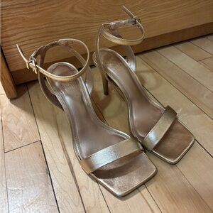 Vince Camuto Shimmering Gold Ankle Strap Heels